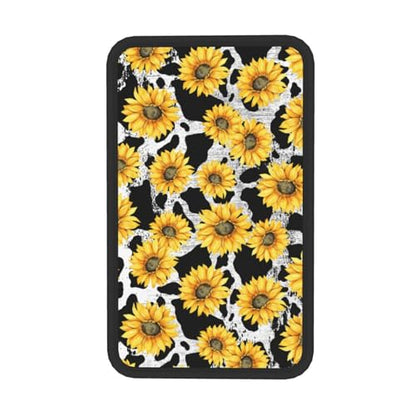 Universal Car Center Console Cushion Pad, Cow Print Sunflower Soft Waterproof Car Center Console Cover Auto Armrest Seat Box Cover Protector for Most Vehicle SUV Truck Car - color: Cow Print Sunflower