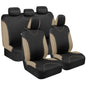 BDK UltraSleek Beige Seat Covers for Cars Full Set, Two-Tone Front Seat Covers with Matching Back Seat Cover, Stylish Car Seat Protectors with Split Bench Design, - color: Beige