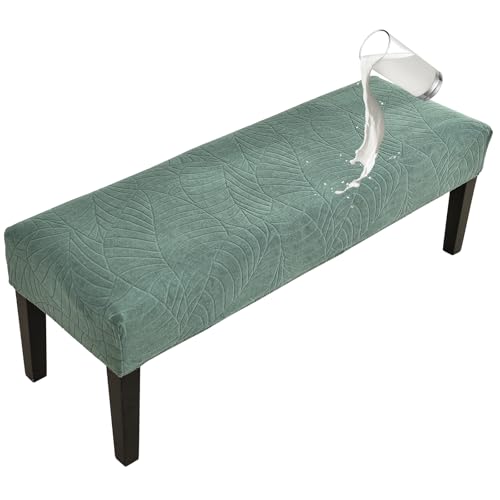 FUANGUI Waterproof Bench Cover, Stretch Jacquard Dining Bench Cover for bedrooms, Living Rooms, Kitchens, Protector Chair Bench Piano Bench Seat Covers Stool Slipcover Removable, Washable - Green - color: Jacquard Green