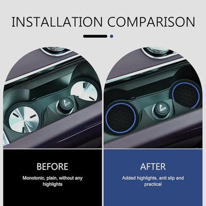 4PCS Car Cup Coasters, 2.75 Inch Cup Holder Coaster, Non-Slip Insert Auto Drink Holder, Cars Interior Accessories, Universal for Vehicles, SUVs, RVs (Blue) - color: Blue
