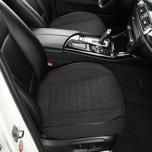 West Llama Linen Front Car Seat Cover Protector Anti-Slip Bottom Seat Cover Fits 95% of Vehicles,Wrapping Around The Bottom,Triangular Pattern(Black-2Pcs) - color: Triangular Pattern-Black, size: 2 Piece Linen