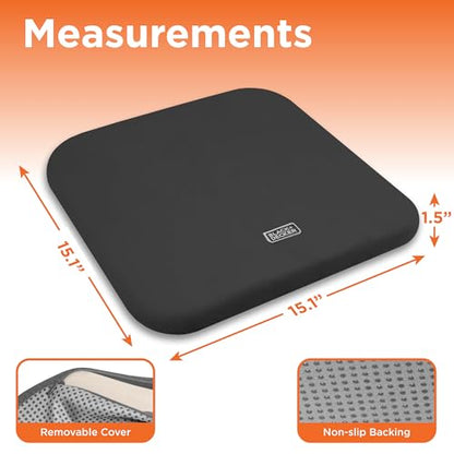 BLACK+DECKER Car Seat Cushion with Memory Foam – Ice Silk Portable Driver & Car Seat Pad for Pain Relief – Non-Slip Back, Washable Cover – Office Chair, Wheelchair, Travel Use, Black