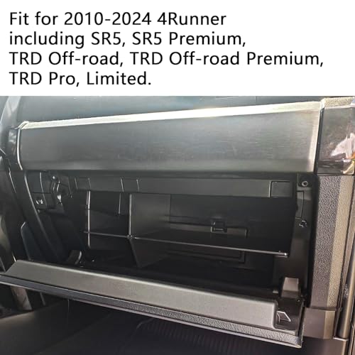 Glove Box Dividers Organizer Compatible with Toyota 4Runner Accessories 2010-2023 2024/ Lexus GX 460 (2010-2023) Insert Box ABS Secondary Storage
