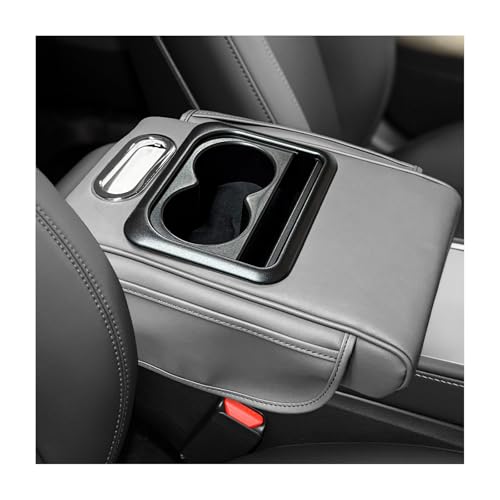 Car Center Console Armrest Pillow, Leather Car Armrest Cushion with Cup Holder & Phone Holder, Universal Armrest Storage Box Protector for Most Vehicles, Car Accessories (Gray, Normal) - color: Gray, size: Normal