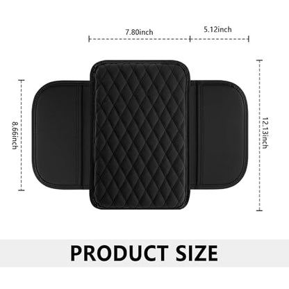 Stacool Upgraded Car Center Console Cover,Microfiber Leather Car Armrest Cover Cushion with 2 Storage Bags,Universal Car Armrest Storage Box (Black)