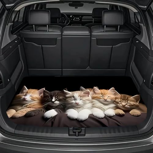 Universal Car Trunk Mat, All Weather Trunk Protection Cargo Liner, Stylish Vehicle Interior Accessories, Durable Cargo Mat Rear Trunk Line Suitable for Most Car (Cute Sleeping Cat, 29" x 39") - color: Cute Sleeping Cat