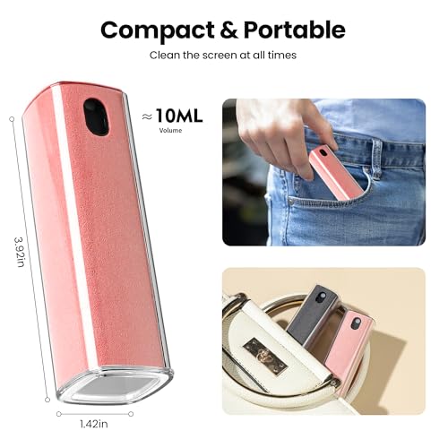 2 Pcs Screen Cleaner Kit, 3-in-1 Touchscreen Mist Cleaner Spray Bottle Tool & Microfiber Cloth for Phone/Laptop/Tablet/TV/Monitor/Car Screens(Pink+Grey) - color: 2 Pcs-Pink+Grey