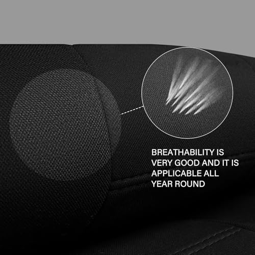 Breathable Seat Covers for Car,Front Seat Covers Airbag Compatible,Washable Seat Covers, Universal Fit for SUVs Sedans Trucks Vans Automotive,Airbag Compatible,2 Black
