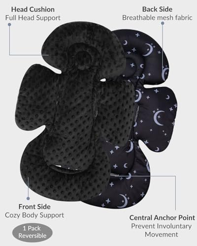 Generic Infant Car Seat Insert Compatible with Mamaroo Swing & Graco Swing and Infant Car Seat, Newborn Insert Baby Head Body Support, Reversible Design, Breathable Soft Fabric, 1Pcs - Dot, Black - color: Dot, Black