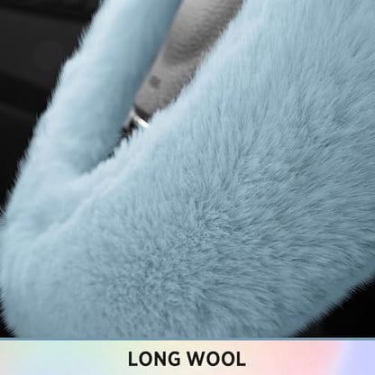 Road Comforts Steering Wheel Cover, Fluffy Car Wheel Covers for Women/Girls/Ladies，Soft Wool Fur Steering Wheel Protector, Universal 14 1/2 inches to 15 inches - Blue - color: Blue
