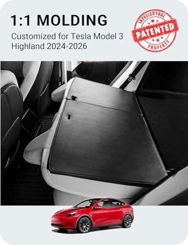 BASENOR Backrest Protector for 2026 2025 2024 Tesla Model 3 Highland 2nd Row Seat Back Cover All-Weather Kick Mats Leather [Proprietary Design] Scratch-Resistant Model 3 Interior Accessories 2PCS - size: 2024 2025 2026 Model 3 Highland