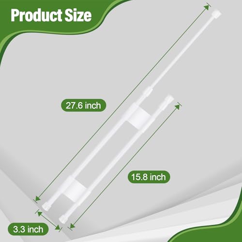 2 Sets Double RV Refrigerator Bars, RV Tension Rods with Adjustable Length - 15.7 to 27.6 Inches, White