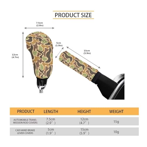 Handbrake and Gear Shift Knob Cover 2 Piece Automobile Hand Brake Cover Car Interior Accessories - color: Green Duck Camo