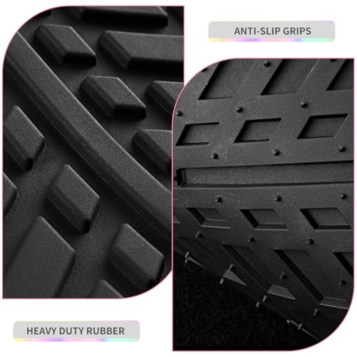 PIC AUTO Car Floor Mats, Pink Aluminum-Molded with Full-Circle Iridescent Inlay Strip Car Mats, Universal-Fit Rubber Mats for Cars, Trucks & SUVs, All-Weather, Non-Slip, Easy-to-Clean Interior Mats - color: Pink