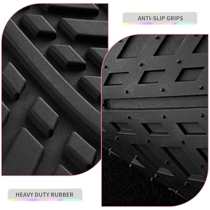 PIC AUTO Car Floor Mats, Pink Aluminum-Molded with Full-Circle Iridescent Inlay Strip Car Mats, Universal-Fit Rubber Mats for Cars, Trucks & SUVs, All-Weather, Non-Slip, Easy-to-Clean Interior Mats - color: Pink