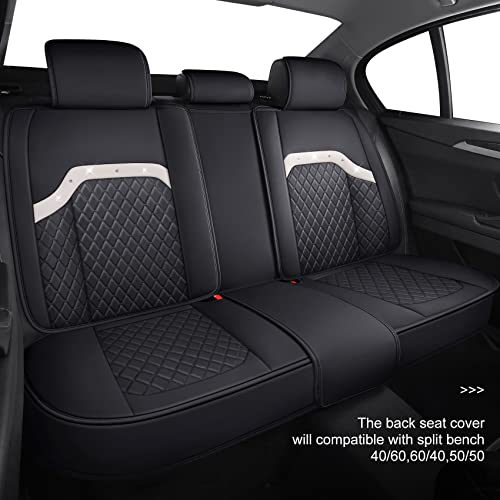 Sparkle Bling Diamond Women Car Seat Covers Waterproof Leather Universal Fit Mazda CX-3 CX-5 Toyota Highlander Jeep Hyundai Elantra Sonata Accent with Split Bench (Full Set, Black) - color: Full Set/Black-Sparkly