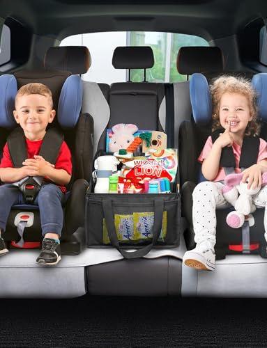 Car Seat Organizer Backseat Car Organizer with 4 Compartments, 4 Cup Holders and 7 Mesh Pockets for Front and Rear Seat, Black - color: Black