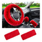 5 PCS Fluffy Steering Wheel Covers Set, Faux Wool Steering Wheel Cover & Handbrake Cover & Gear Shift Cover & 2 Seat Belt Shoulder Pads, Universal Car Accessories (Red) - color: Red