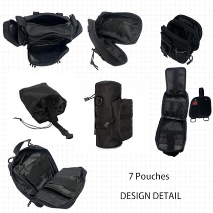 8 Pack Tactical Molle Car Seat Back Organizer Vehicle Panel with 7 Detachable Molle Pouch for Car Truck Ford Jeep Vehicle Automotive Organizer For Man Combined On Demand (7 Pouches) - style: 7 Pouches