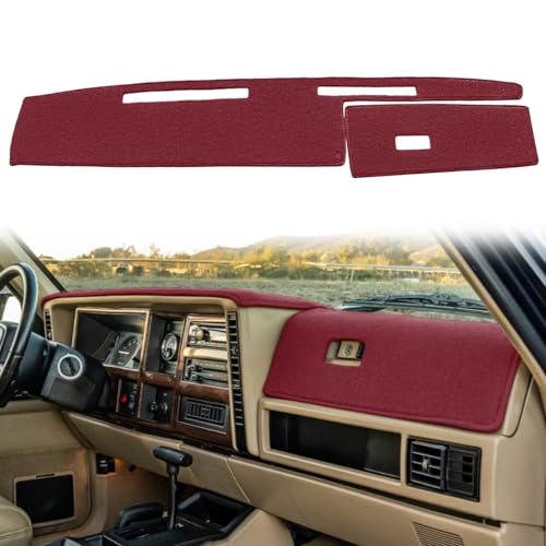 Dash Cover Mat Custom Fit for Jeep Cherokee Comanche Dashboard Pad Carpet Protector K186 (Maroon) - color: maroon