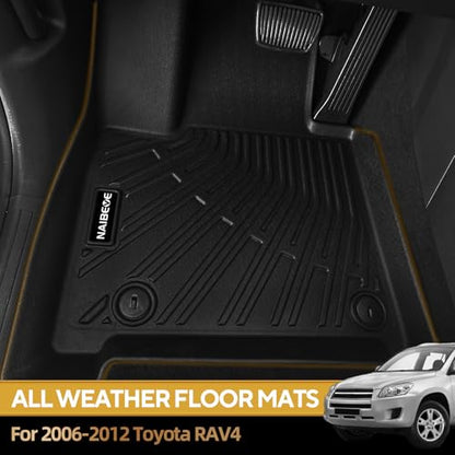 Naibeve Floor Mats for 2006-2012 Toyota RAV4-All Weather for Toyota RAV4 Floor Mats Liners 2 Row & Cargo Mats Liner (Floor Liner+Trunk Mat) - size: 4)Rav4 set|2006-2012