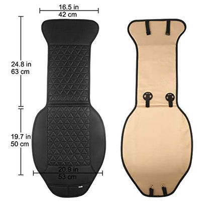 Black Panther 1 Pair Luxury PU Car Seat Covers Protectors for Front Seats, with Partial Backrest Coverage (Middle Part Only), Triangle Pattern, Compatible with 95% Cars - Black - color: Triangle Pattern - Black