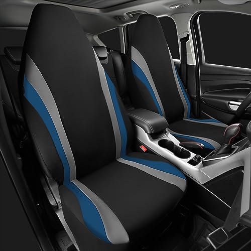 CAR PASS AquaShield Neoprene Waterproof Car Seat Covers for Front Seats Only, High Back Bucket Seat Cover,Airbag Compatible, Line Rider Seat Covers Universal Fit for Auto Truck Van SUV (Black Blue) - color: Black and Blue