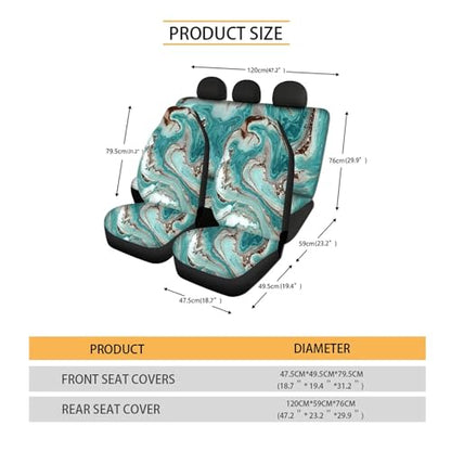 Forchrinse Blue Sea Turtle Car Seat Covers - 15Pc Auto Interior Set with Steering Wheel, Armrest, Seatbelt Pads, Car Garbage Can, Coaster, Handbrake Gearshift Covers - Fit for SUVs & Trucks - color: Blue Sea Turtle