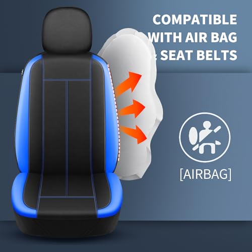 HChengkikz Car Seat Covers Front Seat, Waterproof Neoprene Car Seat Covers, Car Seat Cover Airbag Compatible, Universal Fit for Most Cars, Trucks, SUVs (Black + Blue) - color: N816 Black Blue, size: Front Seat