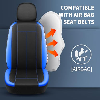 HChengkikz Car Seat Covers Front Seat, Waterproof Neoprene Car Seat Covers, Car Seat Cover Airbag Compatible, Universal Fit for Most Cars, Trucks, SUVs (Black + Blue) - color: N816 Black Blue, size: Front Seat
