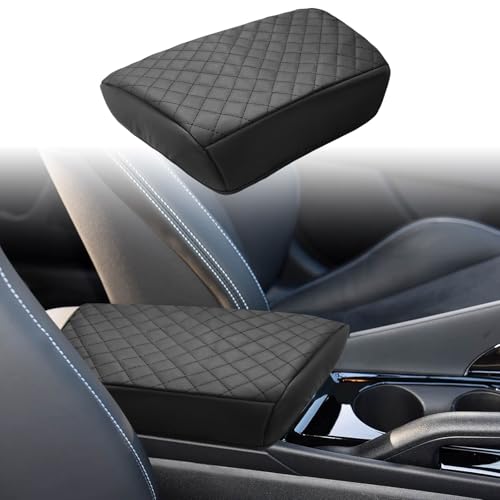 Center Console Cover Compatible with Hyundai Elantra 2021-2025 Automatic Brake, Leather Middle Console Armrest Lid Cover Protector, Anti-Scratch, Black (Not for Handbrake)