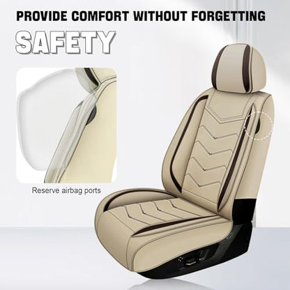 Car Seat Cover for KIA Soul 2010-2025, Seat Covers Full Set,Non-Slip Waterproof seat Cover,Wear-Resistant Nappa Leather car seat Covers. (Standard 5 Seats/Beign) - color: Beige, size: Standard 5 Seats
