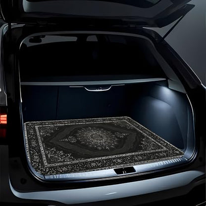 Universal Car Trunk Mat 29" x 39", Black Bohemian Style All Weather Trunk Protection Cargo Liner, Durable Cargo Mat Rear Trunk Liner, Stylish Vehicle Interior Accessories Suitable for Most Car Models - color: Black Bohemian Style