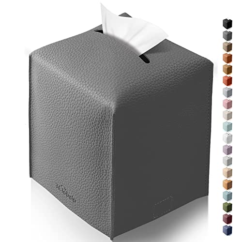 Tissue Box Cover for PU Leather, Modern Simple Solid Color Holder Square Tissue Bag, Ideal for Bathrooms,Office,Car,Nightstand,Outdoor Tent,Dining Table,5"X5"X5", Single Charcal - color: Single Charcal