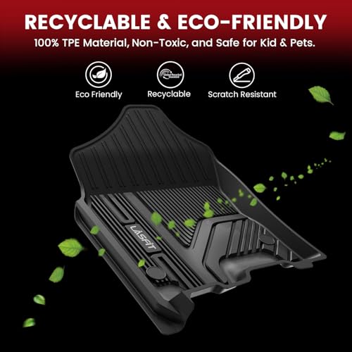 LASFIT Floor Mats 1st Row Only for Ram 1500 2019-2024 Crew Cab and Quad Cab Front Bucket Seat, Not for RAM 1500 Classic, All Weather TPE Custom Fit Car Mats Truck Front Liners, Black - style: 1) 1500 | 2019-2024 | Crew Cab Front Floor Mats