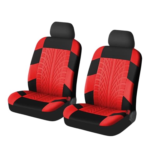 Osilly 2PCS Car Seat Covers for Front Seats, Breathable Waterproof Polyester Auto Seat Protectors, Universal Vehicle Split Cushion Cover, Driver Interior Accessories for Car, Truck, SUV (Red) - color: Red