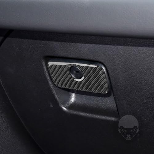 Real Carbon Fiber Car Co-Pilot Glove Box Handle Panel Cover Sticker Compatible with Jeep Wrangler JL JLU Gladiator JT 2018 2019 2020 2021 2022 2023 2024 Auto Interior Accessories - color: Black 22