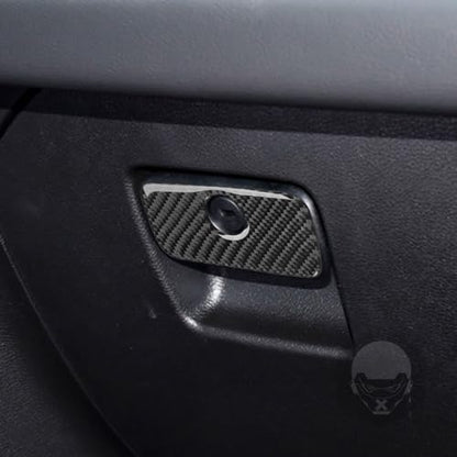 Real Carbon Fiber Car Co-Pilot Glove Box Handle Panel Cover Sticker Compatible with Jeep Wrangler JL JLU Gladiator JT 2018 2019 2020 2021 2022 2023 2024 Auto Interior Accessories - color: Black 22