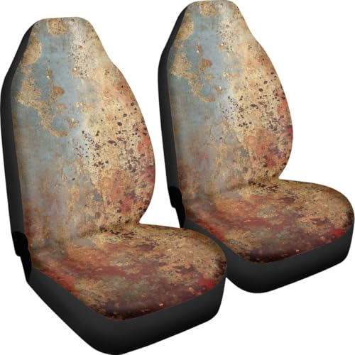 Pehede Car Seat Cover Rusty Iron Front for Cars, Easy to Install Cover Set, Accessories Auto Trucks Van SUV,2 Packs - color: Multi32