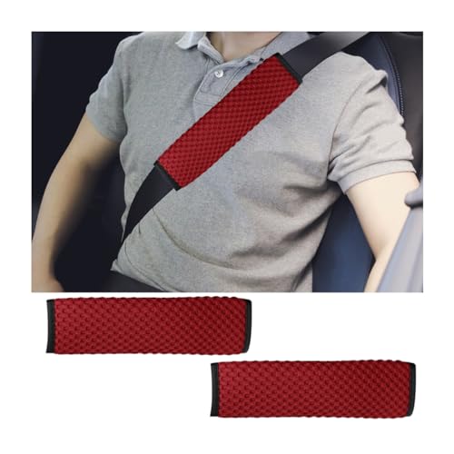 2Pcs Car Seat Belt Covers, Mesh Universal Seatbelt Shoulder Strap Protector, Breathable Auto Seat Belt Pads Cover, Harness Cushion for Comfortable Driving, Automotive Accessories (Wine Red) - color: Wine Red