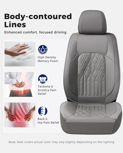 Huidasource Car Seat Covers Full Set, Leather Seat Cover Universal Fit for Most Cars Sedans SUVs Trucks, Airbag Compatible, Cup Holder Access, Easy Install, Wipes Clean, Wear-Resistant, Gray - color: A-Gray, size: 5pcs Full Set