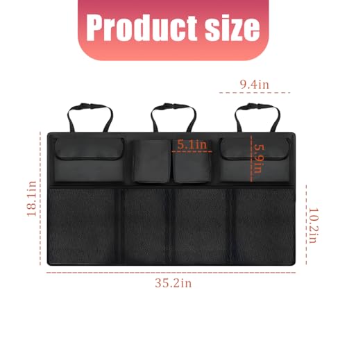 Car Trunk Organizer, Space Saving Vehicle Backseat Hanging with 8 Large Pockets, Automotive Interior Cargo Organization Storage Bag Accessories, Universal for SUV, Truck, Van