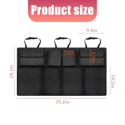 Car Trunk Organizer, Space Saving Vehicle Backseat Hanging with 8 Large Pockets, Automotive Interior Cargo Organization Storage Bag Accessories, Universal for SUV, Truck, Van