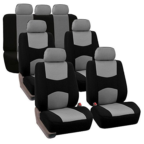 FH Group Flat Cloth Full Set Car Seat Covers Three Row 7 Seater - Universal Fit for Cars, Trucks & SUVs Gray - color: Gray