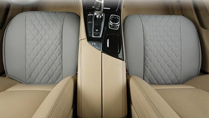 Black Panther 1 Pair PU Front Car Seat Covers, Front Seat Protectors Compatible with 95% Vehicles, Anti-Slip & Full Wrapping Edge, Diamond Pattern Embroidery (W 21.26''×D 20.86”) - Light Gray - color: Front Pair Gray