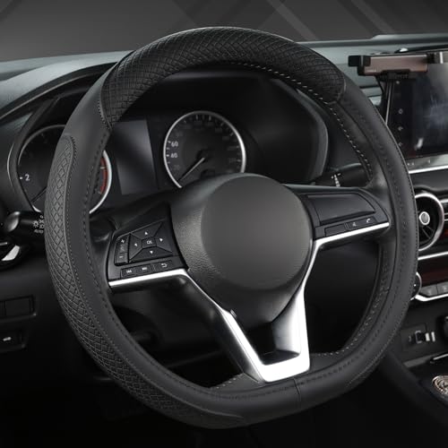 West Llama Customized Auto Car Steering Wheel Cover for Nissan,D Shaped Steering Wheel Cover for Rogue,Altima,Kicks (D-Shaped-Black) - color: D-Black, size: D-shaped-standard Size (14 ½''-15'')