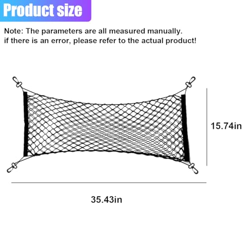 ZIMISI Car Cargo Net, Elastic Stretchable Car Trunk Cargo Storage Net with Hooks, Double-Layer Nylon Truck Organizer Mesh, Vehicle Interior Accessories for Most SUVs, Trucks (35.4x15.7 inch/90×40 cm) - size: 35.4x15.7 inch/90×40 cm