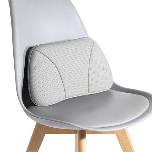 Genuine Leather Lumbar Support Pillow,Back Pain Relief Cushion,fits Tightly Around Waist,Real Cowhide,Memory Foam,fit Car Drive,Office Chair,Rest seat,Improve Posture,Portable,15.5''Lx 8.7''H - color: Grey, size: 1P Cowhide Leather Lumbar pillow
