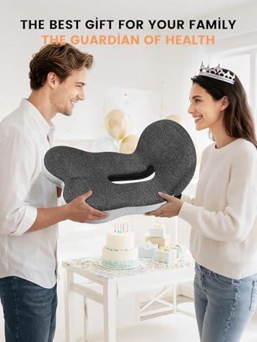 Office Chair Seat Cushion for Long Sitting Workers - L-Shaped Ergonomic Memory Foam with Tailbone Support & Adjustable Strap