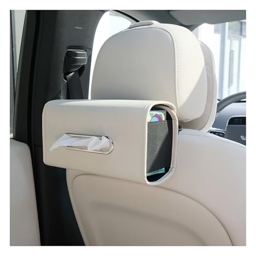 Car Tissue Holder, Ompellus Premium PU Leather Tissue Box Holder for Car Seat Back, Extra Large Tissue Box Cover Rectangle Fits for Regular Size Tissues (Beige) - color: Beige